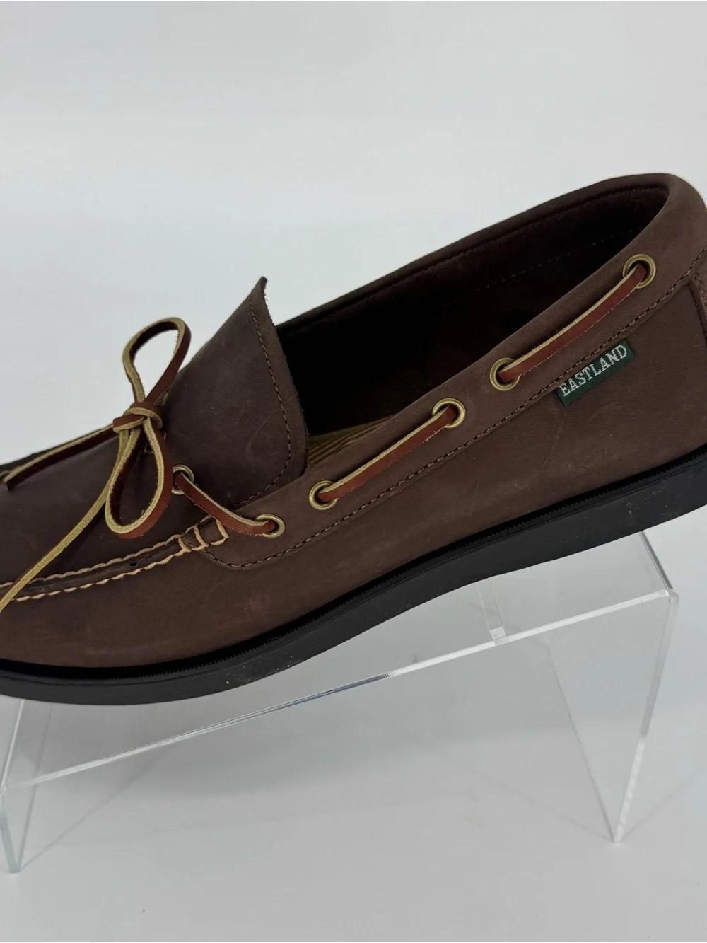Eastland Brown Leather Moc-Toe Boat Shoes with Tan Laces Size 13